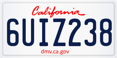 CA license plate 6UIZ238