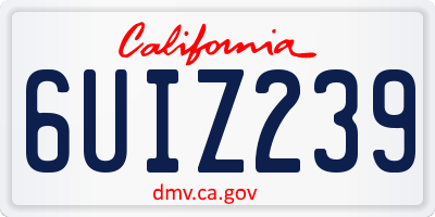 CA license plate 6UIZ239