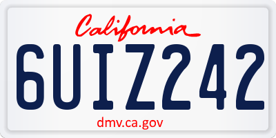 CA license plate 6UIZ242