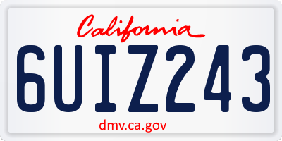 CA license plate 6UIZ243
