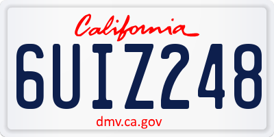 CA license plate 6UIZ248