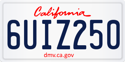 CA license plate 6UIZ250