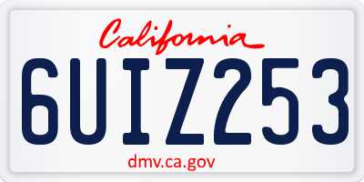 CA license plate 6UIZ253