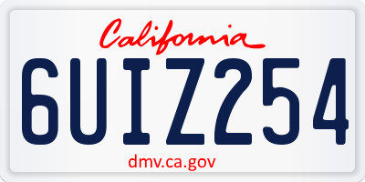 CA license plate 6UIZ254