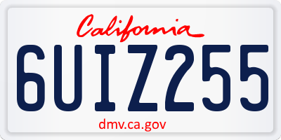 CA license plate 6UIZ255