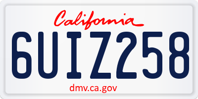 CA license plate 6UIZ258