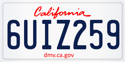 CA license plate 6UIZ259