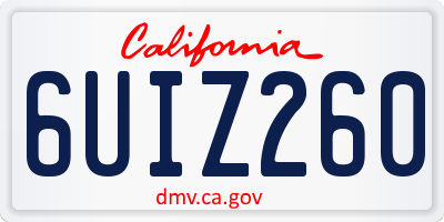 CA license plate 6UIZ260