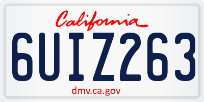 CA license plate 6UIZ263