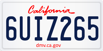CA license plate 6UIZ265