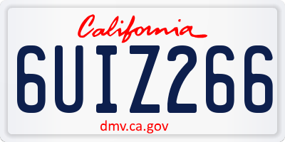 CA license plate 6UIZ266