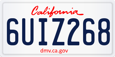CA license plate 6UIZ268