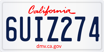 CA license plate 6UIZ274
