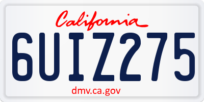 CA license plate 6UIZ275