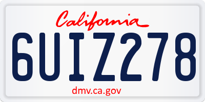 CA license plate 6UIZ278