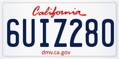 CA license plate 6UIZ280