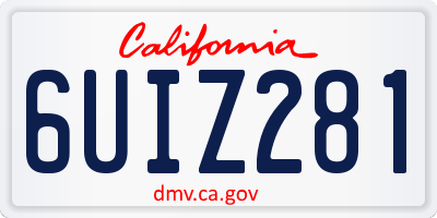 CA license plate 6UIZ281