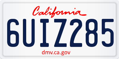 CA license plate 6UIZ285