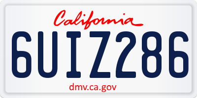 CA license plate 6UIZ286