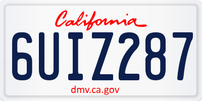 CA license plate 6UIZ287