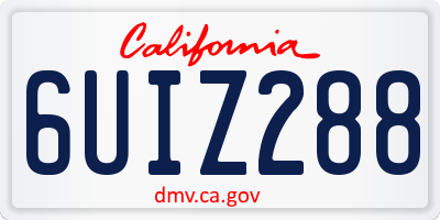 CA license plate 6UIZ288