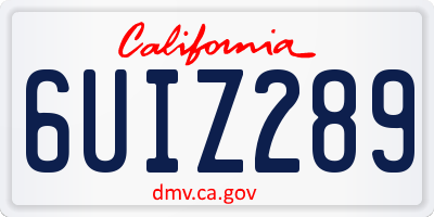 CA license plate 6UIZ289