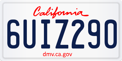 CA license plate 6UIZ290