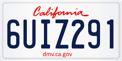 CA license plate 6UIZ291