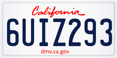CA license plate 6UIZ293