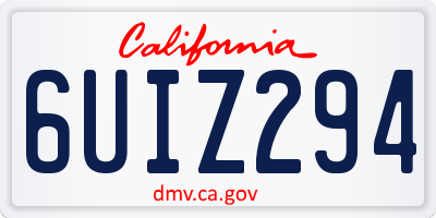 CA license plate 6UIZ294