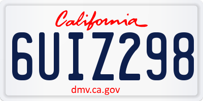CA license plate 6UIZ298