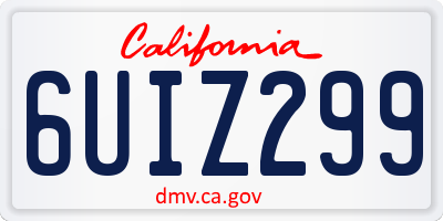 CA license plate 6UIZ299