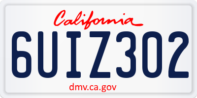 CA license plate 6UIZ302