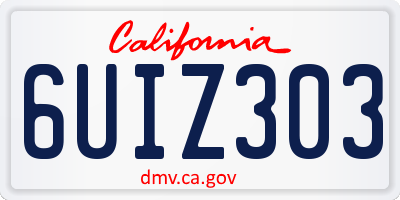 CA license plate 6UIZ303