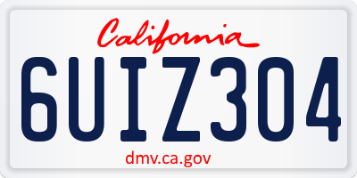 CA license plate 6UIZ304