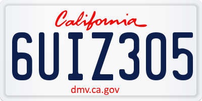 CA license plate 6UIZ305