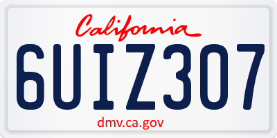 CA license plate 6UIZ307