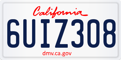 CA license plate 6UIZ308