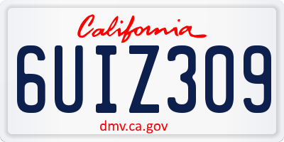 CA license plate 6UIZ309