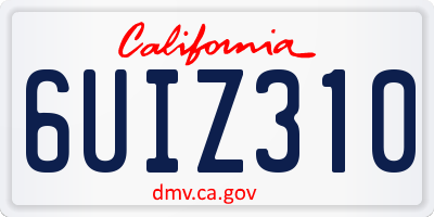 CA license plate 6UIZ310