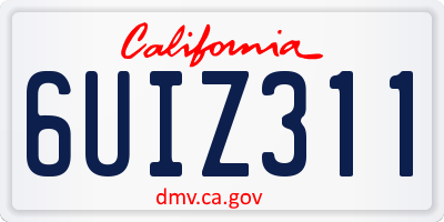 CA license plate 6UIZ311