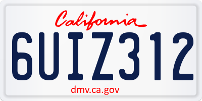 CA license plate 6UIZ312