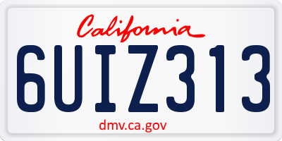 CA license plate 6UIZ313