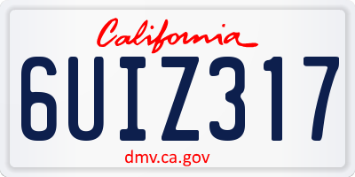 CA license plate 6UIZ317