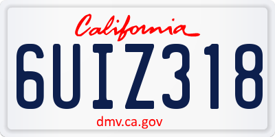 CA license plate 6UIZ318