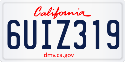 CA license plate 6UIZ319