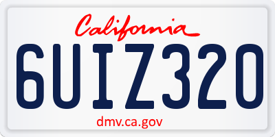 CA license plate 6UIZ320