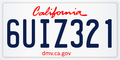 CA license plate 6UIZ321