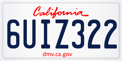 CA license plate 6UIZ322