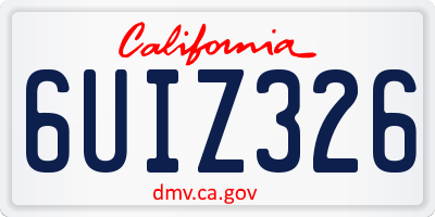 CA license plate 6UIZ326